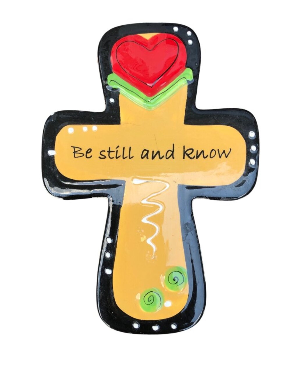 Tumbleweed Pottery Cross Hand Painted Ceramic Wall Hanging Cottage Core Decor Fa - Picture 6 of 6